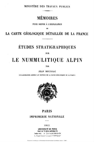 Etudes stratigraphiques sur le Nummulitique alpin