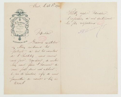 Correspondance d'A. Liebert et Henri de Lacaze-Duthiers