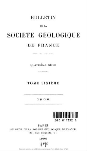 Bulletin de la Société géologique de France, 4ème série, tome 06