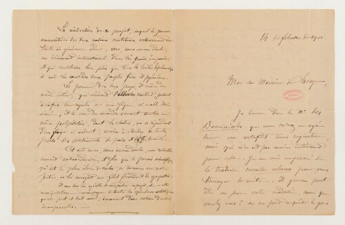 Correspondance de père Goulpié et Henri de Lacaze-Duthiers