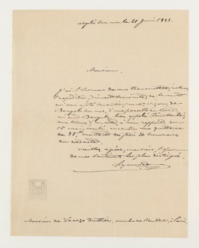 Correspondance de F. Aymand et Henri de Lacaze-Duthiers