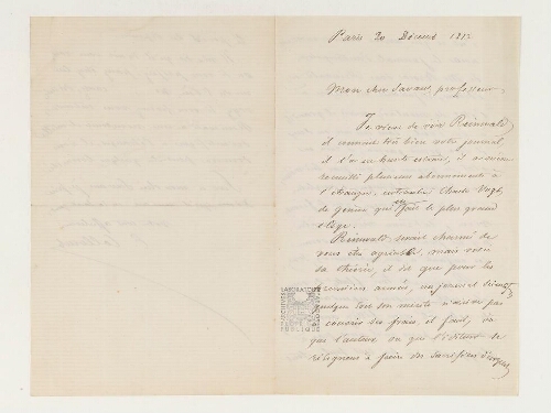 Correspondance d'E. Collomb et Henri de Lacaze-Duthiers