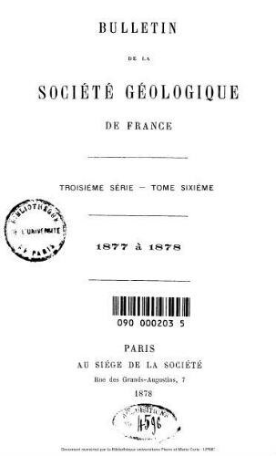 Bulletin de la Société géologique de France, 3ème série, tome 06