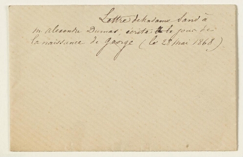 Lettre du 28 mai 1868 de George Sand à Alexandre Dumas fils