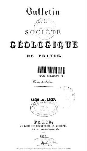 Bulletin de la Société géologique de France, Tome 08
