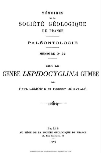 Sur le genre Lepidocyclina Gümbel