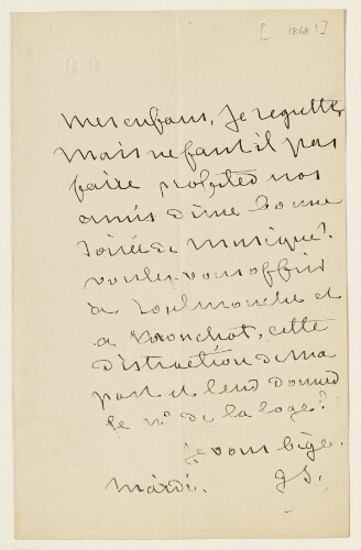 Lettre de [1868] de George Sand à Esther et Eugène Lambert