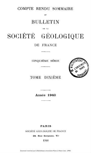 Bulletin de la Société géologique de France, 5ème série, tome 10