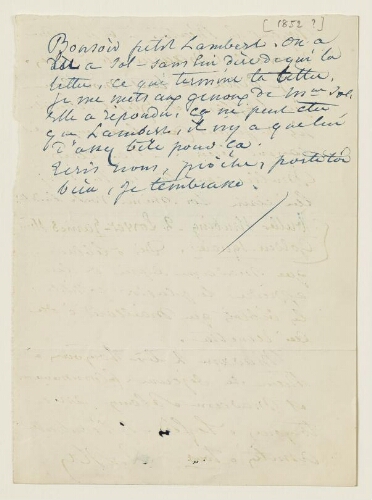 Lettre de [1852] de George Sand à Eugène Lambert