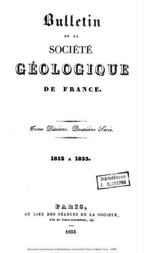 Bulletin de la Société géologique de France, 2ème série, tome 10