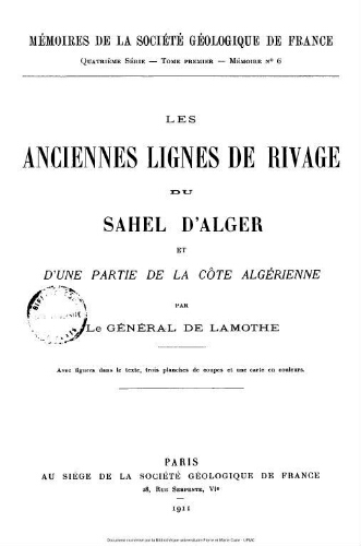 Les anciennes lignes de rivage du Sahel d'Alger et d'une partie de la côte algérienne