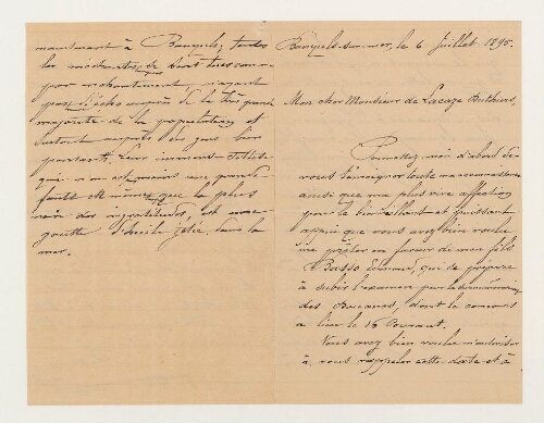 Correspondance de Ch. Basso et Henri de Lacaze-Duthiers