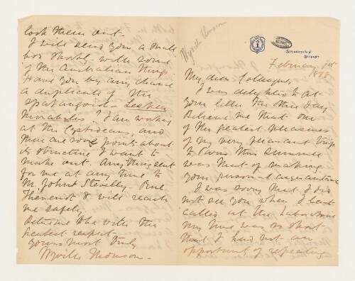 Correspondance de Charles Wyville Thomson et Henri de Lacaze-Duthiers