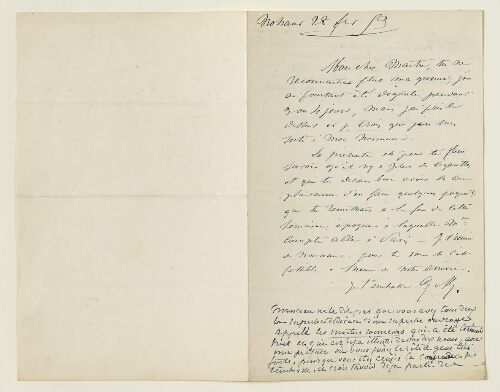 Lettre du 28 février 1853 de George Sand à Eugène Lambert