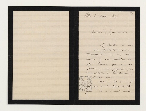 Correspondance de Charles Barrois et Henri de Lacaze-Duthiers