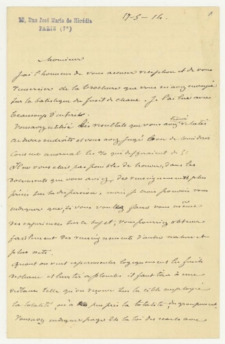 Correspondance du Général Félix-Albert Journée à Robert de Montessus de Ballore