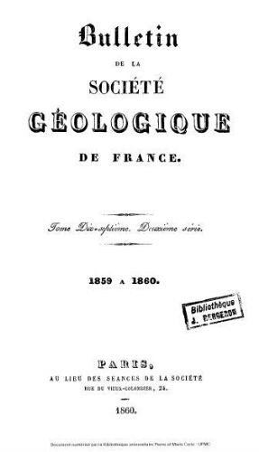 Bulletin de la Société géologique de France, 2ème série, tome 17