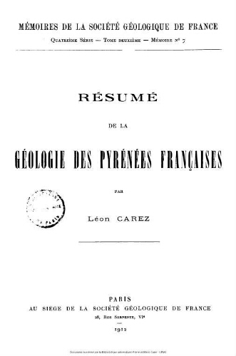 Résumé de la géologie des Pyrénées françaises