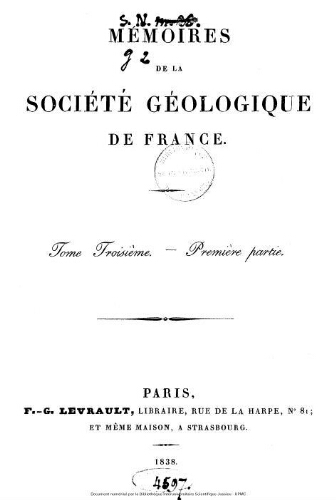 Liste des membres de la Société Géologique de France en août 1838.