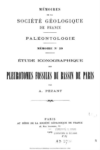 Étude iconographique des pleurotomes fossiles du bassin de Paris