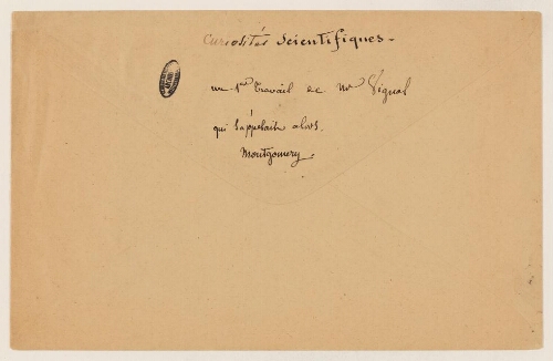 Sur l'épithélium recouvrant les branchies des poissons, W. Montgomery-Vignal : planches, manuscrit, lettre.