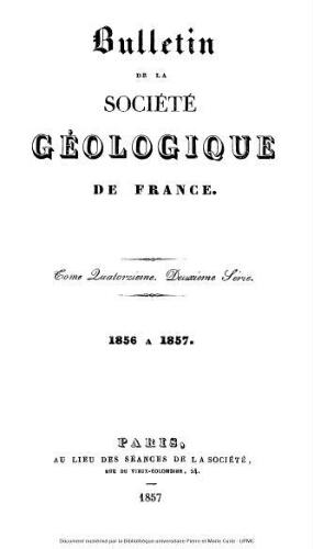 Bulletin de la Société géologique de France, 2ème série, tome 14