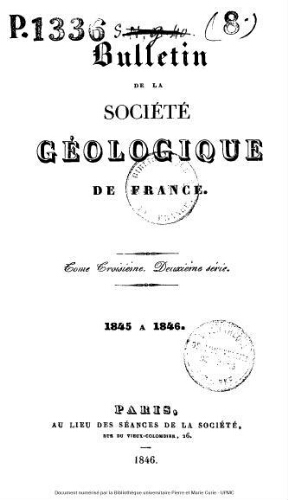 Bulletin de la Société géologique de France, 2ème série, tome 03
