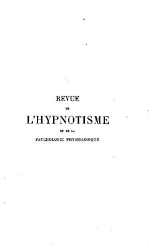 Revue de l'hypnotisme et de la psychologie physiologique, Tome 5