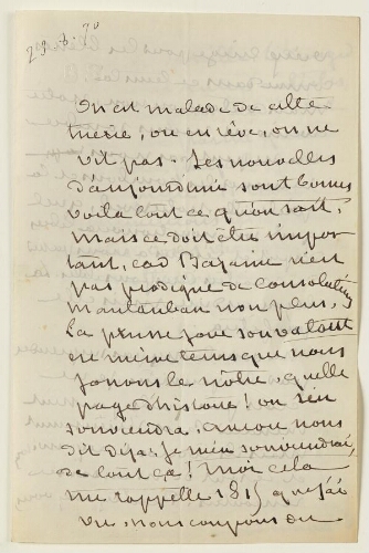 Lettre du 23 août 1870 de George Sand à Eugène Lambert