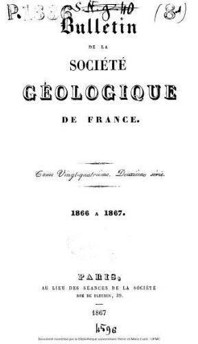 Bulletin de la Société géologique de France, 2ème série, tome 24