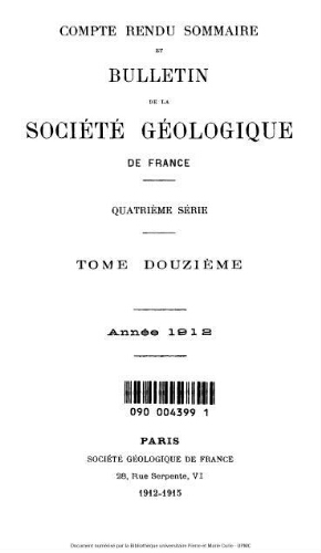 Bulletin de la Société géologique de France, 4ème série, tome 12