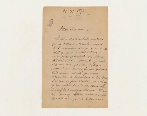 Correspondance d'Alfred Vulpian et Henri de Lacaze-Duthiers