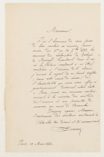 Correspondance de Dewauz et Henri de Lacaze-Duthiers