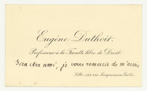 Correspondance d'Eugène Duthoit à Robert de Montessus de Ballore