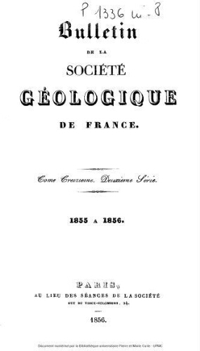Bulletin de la Société géologique de France, 2ème série, tome 13
