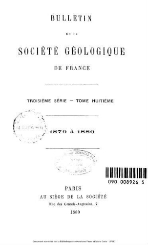 Bulletin de la Société géologique de France, 3ème série, tome 08