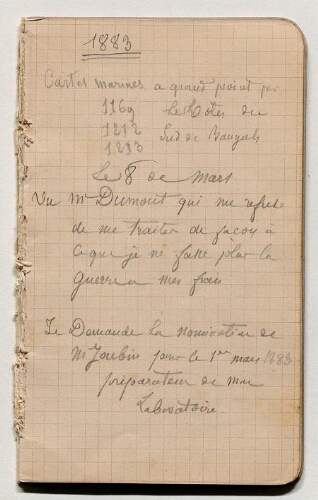 Carnet de notes de Lacaze-Duthiers - 1883