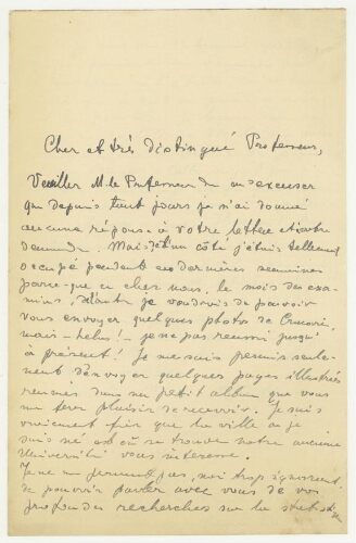 Correspondance de Witold Wilkosz à Robert de Montessus de Ballore