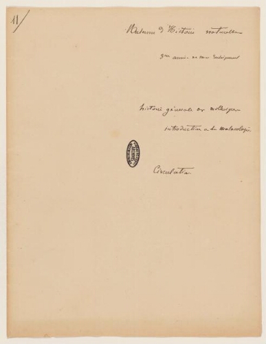 11ème leçon, 3ème année d'enseignement au Muséum, 1867 - Histoire générale des Mollusques, introduction à la malacologie.