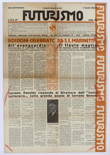 Futurismo, journal du 9 avril 1933.