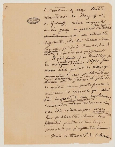 Histoire des stations et des remarques qui lui ont été faites : manuscrit lacunaire.