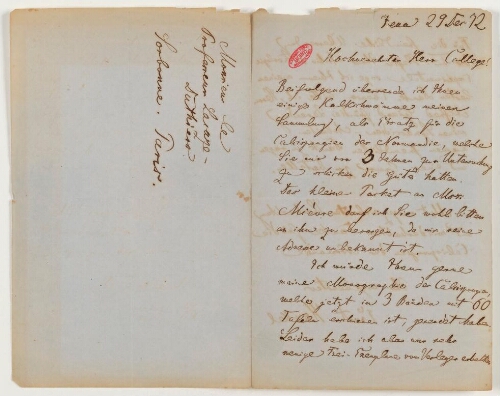 Correspondance d'Ernst Haeckel et Henri de Lacaze-Duthiers