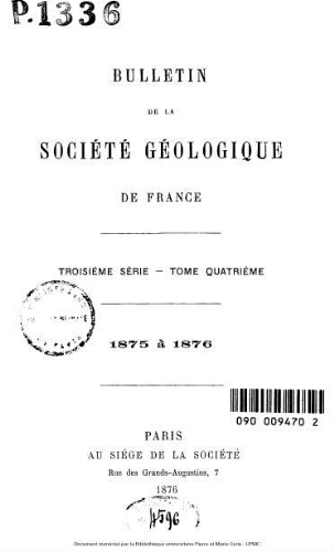 Bulletin de la Société géologique de France, 3ème série, tome 04