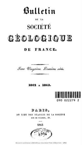 Bulletin de la Société géologique de France, 2ème série, tome 20