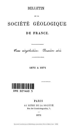 Bulletin de la Société géologique de France, 2ème série, tome 28
