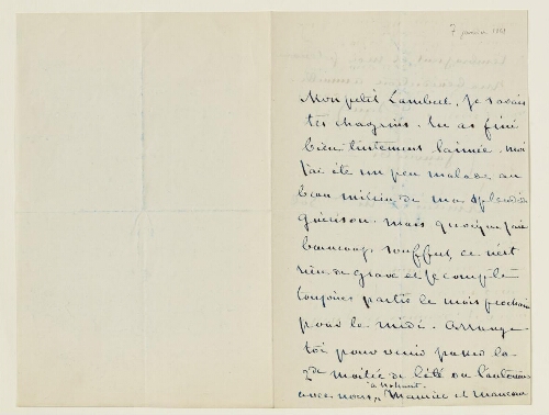 Lettre du 7 janvier 1861 de George Sand à Eugène Lambert