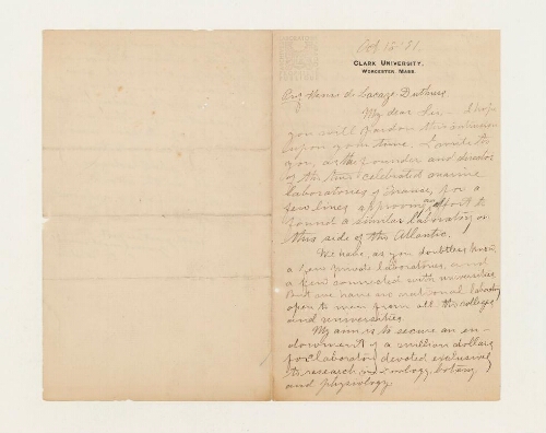Correspondance de Charles Otis Whitman et Henri de Lacaze-Duthiers