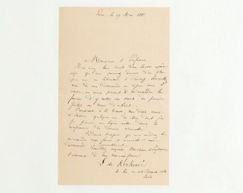 Correspondance de L.B de. Kerhervé et Henri de Lacaze-Duthiers