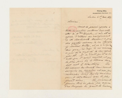 Correspondance de George William Francis et Henri de Lacaze-Duthiers