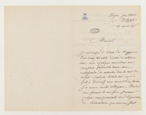 Correspondance d'Auguste Houzeau de Lehaie et Henri de Lacaze-Duthiers